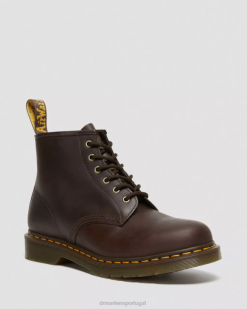 101 Botins De Couro Crazy Horse Dr. Martens Feminino 686r65 Calçado Marrom Escuro Cavalo Louco