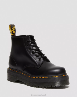 101 Botins Plataforma De Couro Liso Dr. Martens Feminino 686r140 Calçado Preto Liso