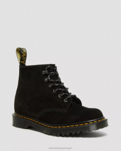 101 Feito Na Inglaterra Botins De Camurça Dr. Martens Feminino 686r176 Calçado Preto Repello Bezerro Camurça Mb