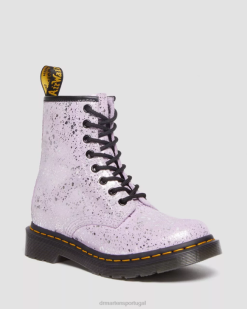 1460 Botas De Camurça Com Respingos Metálicos Dr. Martens Feminino 686r174 Calçado Lilás Com Respingos De Tinta Metálica Camurça