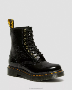 1460 Botas De Couro Envelhecido Dr. Martens Feminino 686r139 Calçado Preto Envelhecido Patente