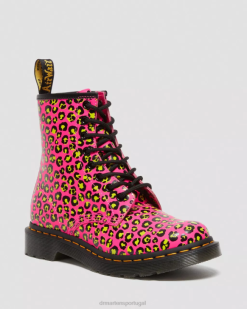 1460 Botas De Couro Liso Leopardo Com Cordões Dr. Martens Feminino 686r117 Calçado Rosa Liso