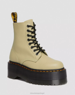 1460 Botas De Plataforma De Couro Pascal Max Dr. Martens Feminino 686r120 Calçado Pale Olive Pisa