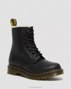 1460 Botas Forradas De Pele Sintética Com Cordões Dr. Martens Feminino 686r41 Calçado Preto Polido Wyoming