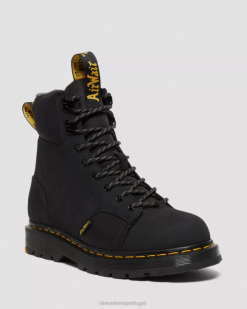 1460 Trinity Botas Impermeáveis ​​antiderrapantes Dr. Martens Feminino 686r159 Calçado Preto Moído Nobuck Wp