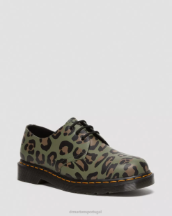 1461 Sapatos Oxford Com Estampa De Leopardo Distorcido Dr. Martens Feminino 686r301 Calçado Cáqui Verde Distorcido Leopardo