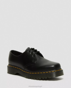 1461 Sapatos Oxford De Couro Bex Com Bico Quadrado Dr. Calçado Feminino Martens 686r238 Preto Polido Liso