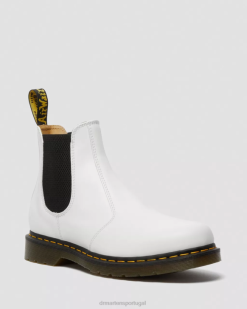2976 Botas Chelsea De Couro Liso Com Ponto Amarelo Dr. Martens Masculino 686r32 Calçado Branco Liso