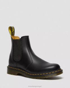 2976 Botas Chelsea De Couro Liso Com Ponto Amarelo Dr. Martens Masculino 686r38 Calçado Preto Liso