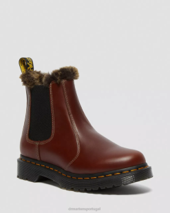 2976 Leonore Botas Chelsea Forradas Com Pele Sintética Dr. Martens Feminino 686r196 Calçado Marrom Abruzzo Wp