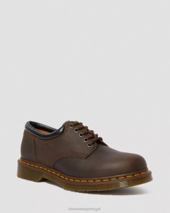 8053 Sapatos Casuais De Couro De Cavalo Louco Dr. Martens Masculino 686r295 Calçado Marrom Escuro Cavalo Louco
