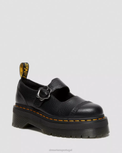 Addina Flor Fivela Sapatos Plataforma De Couro Dr. Martens Feminino 686r226 Calçado Preto Moído Napa