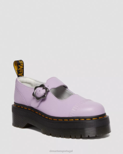 Addina Flor Fivela Sapatos Plataforma De Couro Dr. Martens Feminino 686r241 Calçado Lilás Moído Napa