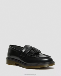 Adrian Mocassins De Couro Liso Com Borla Dr. Calçado Feminino Martens 686r368 Preto Polido Liso