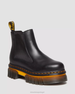 Audrick Botas Chelsea Com Plataforma De Couro Com Sola Contrastante Dr. Martens Feminino 686r138 Calçado Preto Polido Lucido