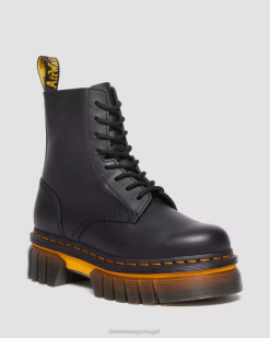 Audrick Botins Com Plataforma De Couro Com Sola Contrastante Dr. Martens Feminino 686r149 Calçado Preto Polido Lucido