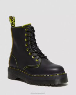 Bota Jadon Ii Neon Star Plataformas De Couro Dr. Martens Feminino 686r162 Calçado Preto E Amarelo Sendal & Romario