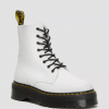 Bota Jadon Plataformas De Couro Liso Dr. Calçado Feminino Martens 686r20 Branco Polido Liso