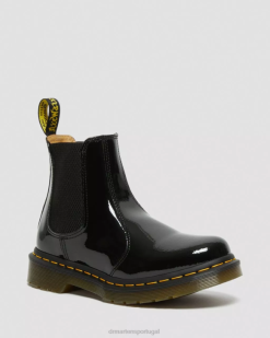 Botas Chelsea De Couro Envernizado 2976 Dr. Martens Feminino 686r49 Calçado Preto Lucido & Patente Lamper