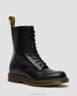 Botas De Cano Médio De Couro Liso 1490 Dr. Martens Feminino 686r360 Calçado Preto Liso