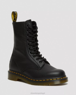 Botas De Cano Médio Em Couro Virginia 1490 Dr. Martens Feminino 686r361 Calçado Preto Virgínia