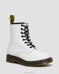 Botas De Couro Envernizado 1460 Dr. Martens Feminino 686r93 Calçado Branco Lucido & Patente Lamper