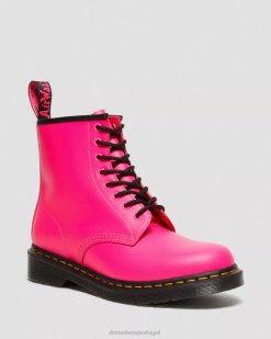 Botas De Couro Liso 1460 Com Cordões Dr. Martens Feminino 686r193 Calçado Rosa Liso