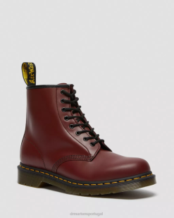 Botas De Couro Liso 1460 Com Cordões Dr. Martens Feminino 686r60 Calçado Vermelho Cereja Liso