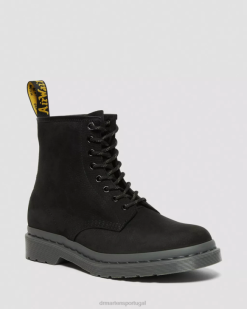 Botas De Couro Nobuck Mono Fresado 1460 Dr. Martens Feminino 686r107 Calçado Preto Moído Nobuck Wp