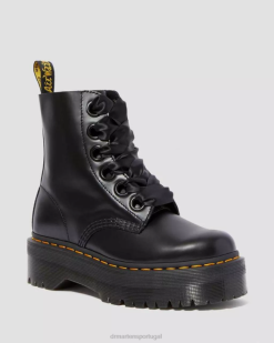 Botas Plataforma De Couro Molly Dr. Martens Feminino 686r31 Calçado Preto Manteiga
