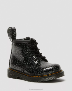 Botins Infantis Com Glitter 1460 Dr. Calçado Martens Unissex 686r396 Preto Com Glitter Cósmico