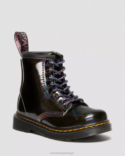 Criança 1460 Raios Brilhantes Amarrar Botas Dr. Martens Kids 686r409 Calçado Preto Lightshow