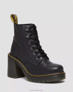 Jesy Sendal Botas De Couro Com Cadarço E Salto Largo Dr. Martens Feminino 686r59 Calçado Preto Sendal