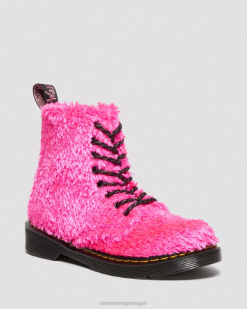 Júnior 1460 Pascal Ouropel Fur Botas Com Cadarço Dr. Martens Kids 686r458 Calçado Rosa Ouropel Pele