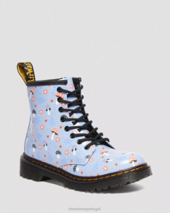 Júnior 1460 Patente Floresta Botas Dr. Martens Kids 686r456 Calçado Zen Blue Lucido & Patente Lamper