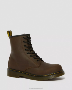 Juventude 1460 Botas Forradas De Pele Sintética Com Cordões Dr. Calçado Martens Kids 686r465 Marrom Escuro Moicano
