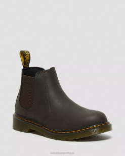Juventude 2976 Botas Chelsea De Couro De Cavalo Selvagem Dr. Calçado Martens Kids 686r461 Castanho Escuro Wildhorse Lamper