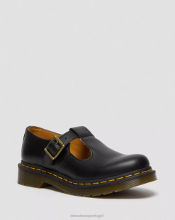 Polley Couro Liso Mary Janes Dr. Martens Feminino 686r335 Calçado Preto Liso