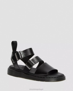 Sandálias Gladiadoras De Couro Gryphon Brando Dr. Calçado Martens Unissex 686r348 Preto Brando