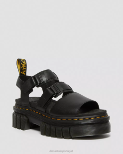 Sandálias Plataforma De Couro Ricki Nappa Lux Com 3 Tiras Dr. Martens Feminino 686r244 Calçado Preto Napa Lux