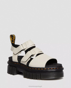 Sandálias Plataforma De Couro Ricki Nappa Lux Com 3 Tiras Dr. Martens Feminino 686r268 Calçado Paralelepípedo Cinza Napa Lux