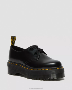 Sapatos Plataforma De Couro Holly Dr. Martens Calçado Unissex 686r227 Preto Manteiga
