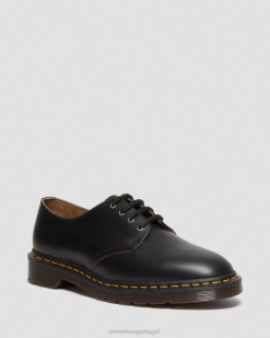Sapatos Sociais Vintage De Couro Liso Smiths Dr. Calçado Martens Unissex 686r332 Preto Vintage Liso