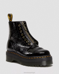 Sinclair Botas Plataforma De Couro Envernizado Dr. Martens Feminino 686r118 Calçado Preto Envelhecido Patente