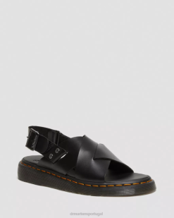 Zane Brando Sandálias De Couro Com Tiras Dr. Martens Feminino 686r342 Calçado Preto Brando